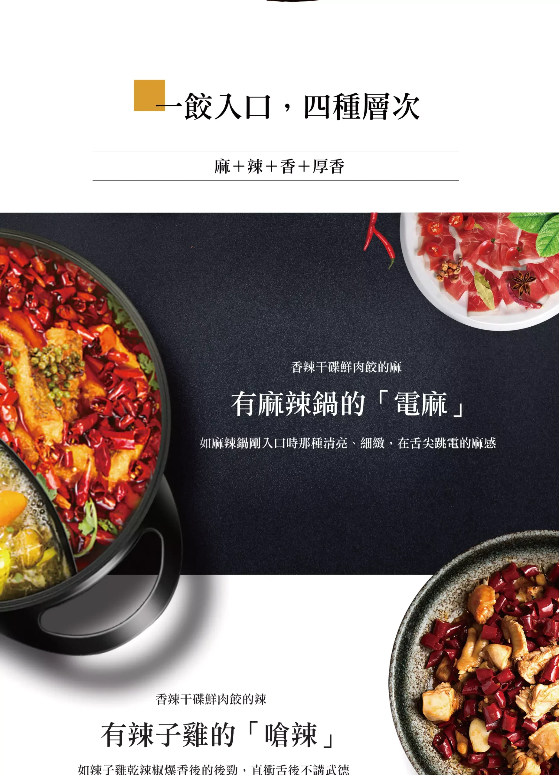 干碟調味粉介紹：花椒、辣椒、孜然、芝麻、花生、茴香等乾料組成的麻辣香料混合