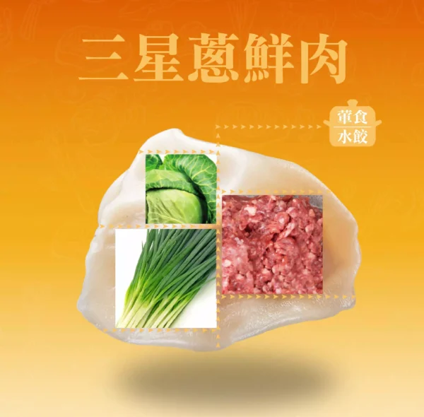 三星蔥豬肉水餃成分示意，宜蘭三星蔥與豬肉