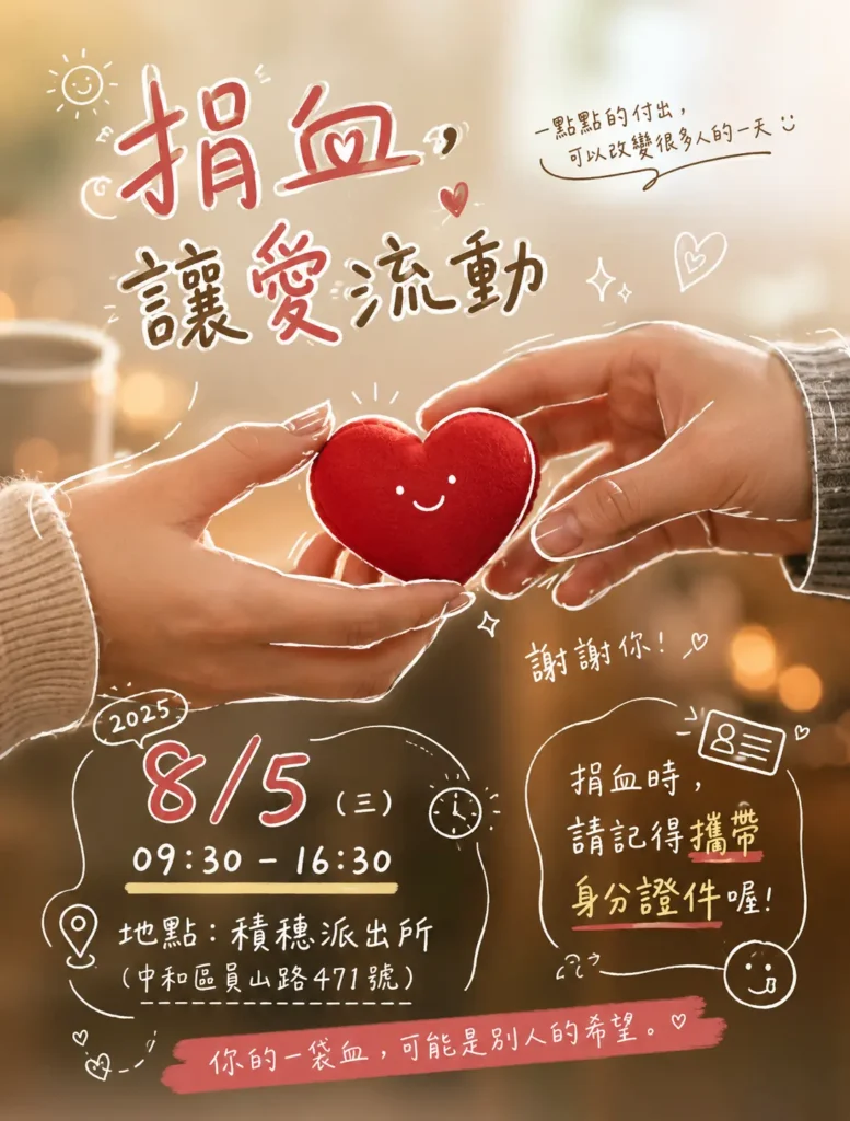 鼎記115年8月份捐血活動